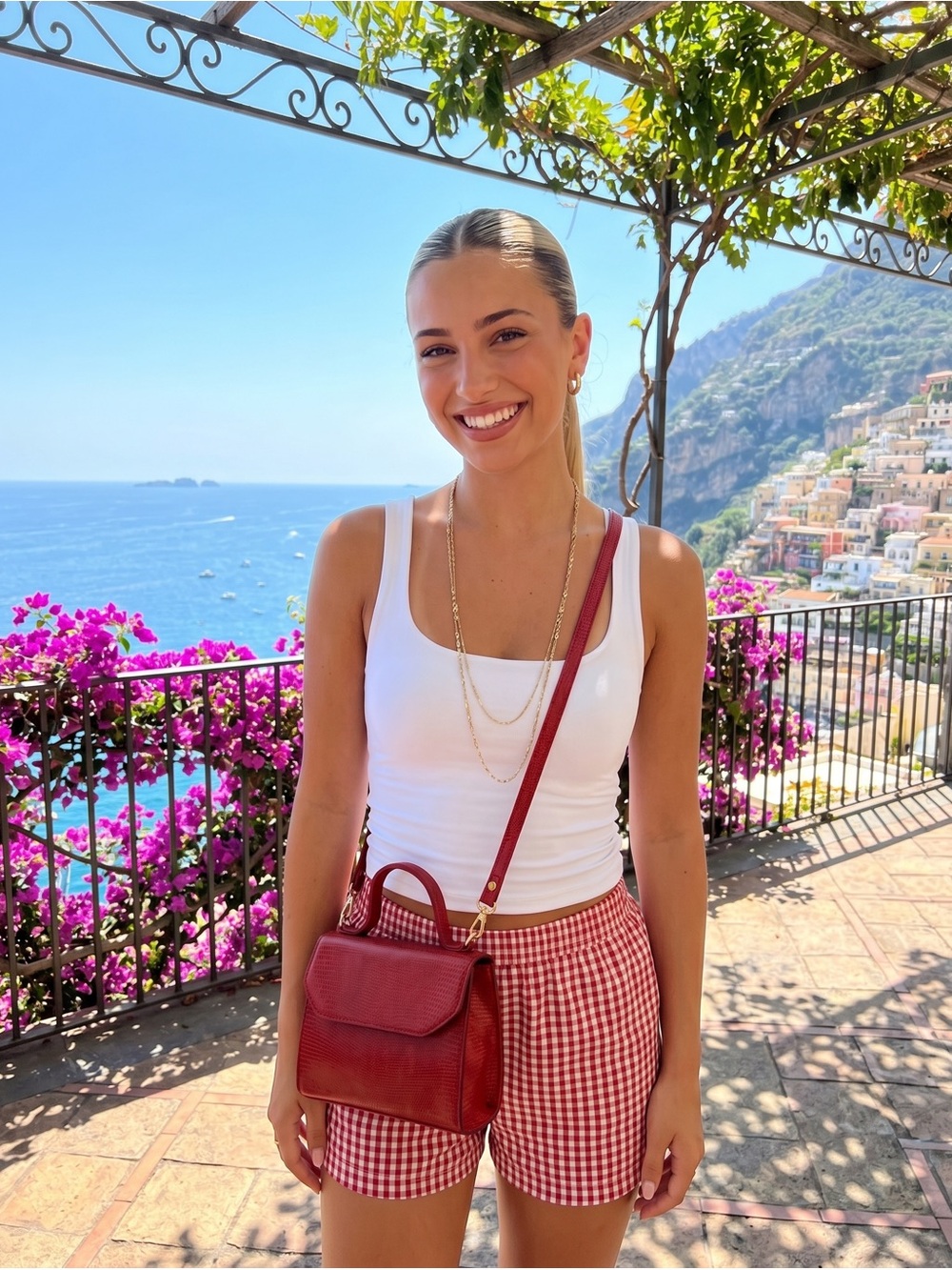 Rare Henri Bendel Red Leather Top Handle Crossbody | Made in Italy Boutique Era